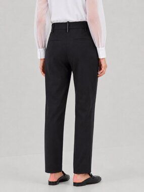Brunello Cucinelli Monili Pants Black Cotton Twill Classic Trousers Size 4